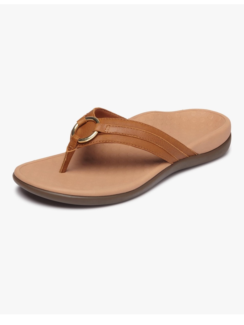 VIONIC TIDE ALOE LEATHER COMFORT SLIP ON THONG SANDAL SZ 11 TOFFEE COLOR BOHO